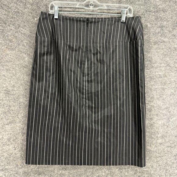 Banana Republic Skirt Women 12 Black Striped A-Line Midi Silk Lined Zipper - Picture 2 of 7